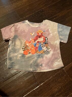 MAD Engine Kids Tie-Dye Forest Animals Tee in Purple & Blue Smokey the besr